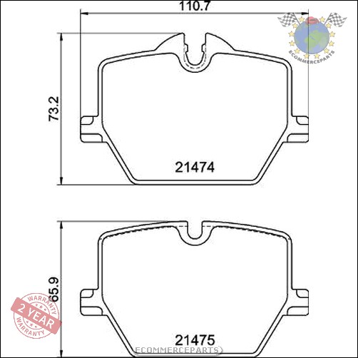 Kit Bremsbeläge Brembo Hinterachse für BMW 4 G23 G83 M440 430 420 G22 G82 M 3 G