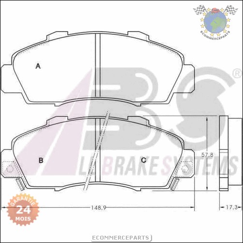 Kit plaquettes de frein Abs avant HONDA PRELUDE IV LEGEND III PRELUDE V