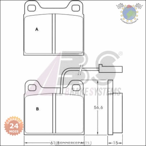 Kit plaquettes de frein Abs avant ALFA ROMEO 75