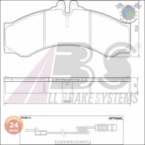 Kit plaquettes de frein Abs avant MERCEDES SPRINTER 412 411 410 408 316
