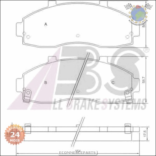 Kit plaquettes de frein Abs avant KIA PREGIO