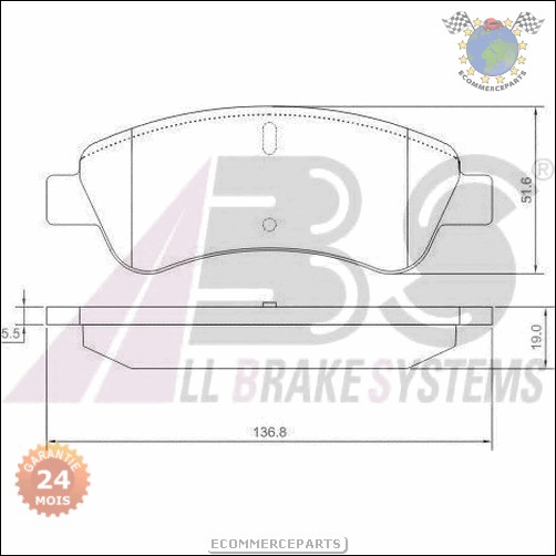 Kit plaquettes de frein Abs avant CITROEN C-ELYSEE BERLINGO XSARA DS3 C4 I C3 I