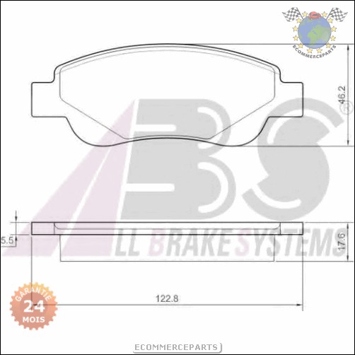Kit plaquettes de frein Abs avant CITROEN C1 PEUGEOT 108 107 TOYOTA AYGO